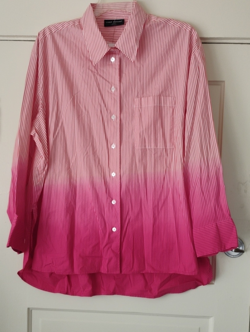 Lane Bryant Pink Ombre Stripe Button-Down Shirt Sz 22/24 Fits That Flatter